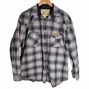 Jesse James Workwear West Coast Choppers Pearl‎ Snap Flannel Shirt Men’s Large